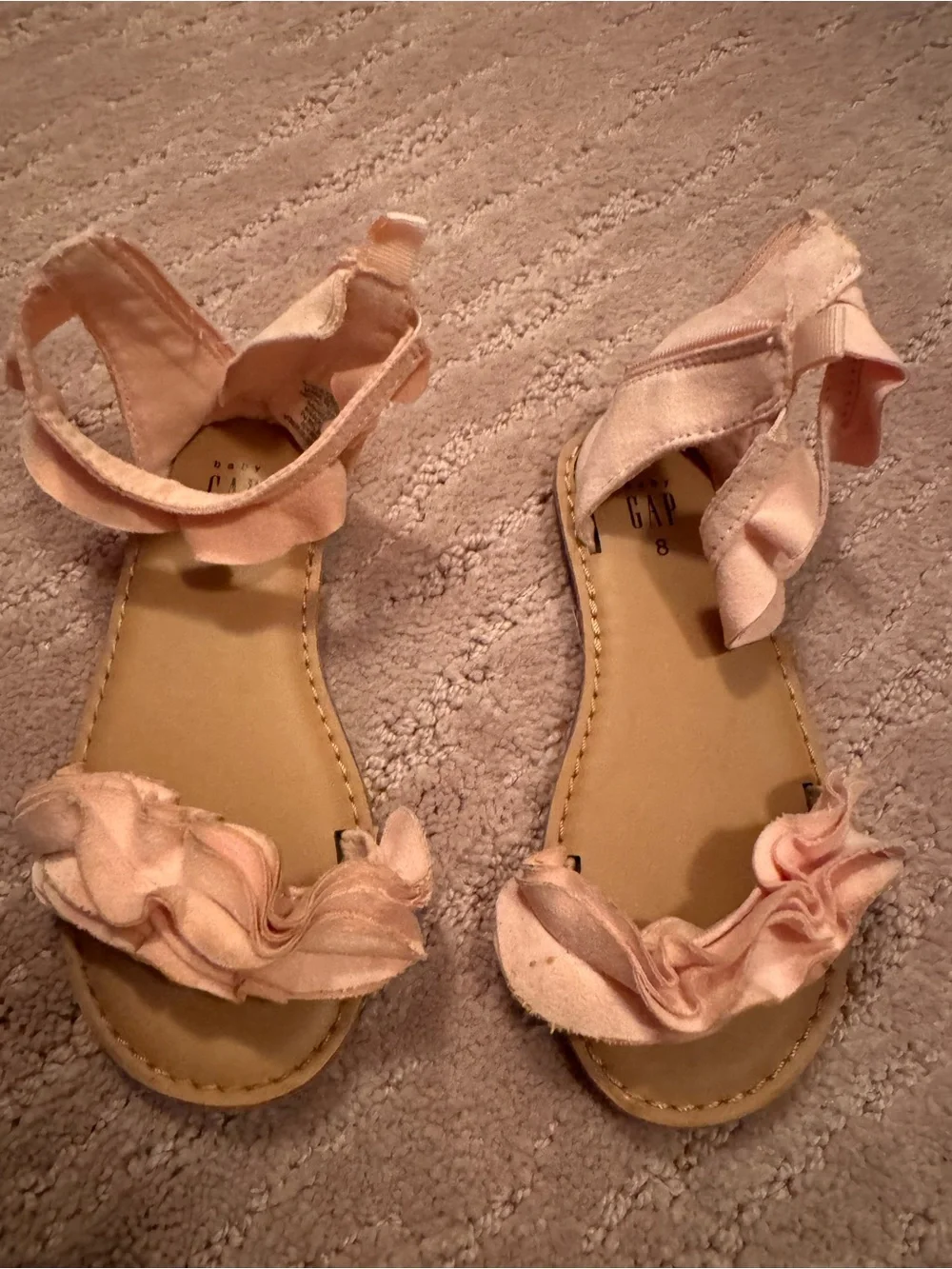 GAP Light Pink Ruffle Strap Girls Sandals